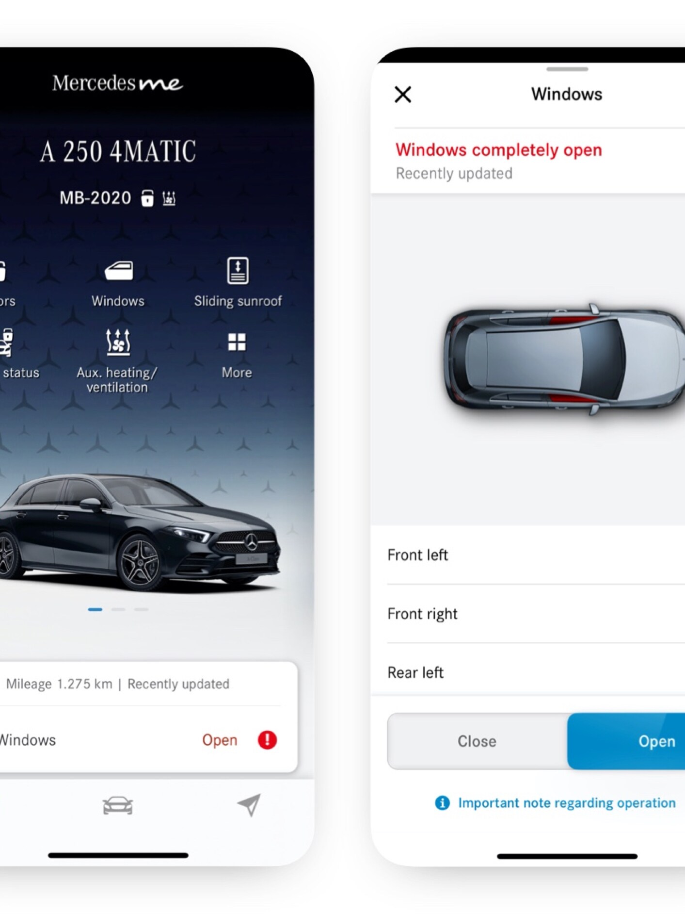 Na chytrom telefóne sú zobrazené rôzne obrazovky, ktoré sa zobrazujú, keď Digitálny doplnok Ovládanie okien na diaľku zistí, že nie sú zatvorené všetky okná.