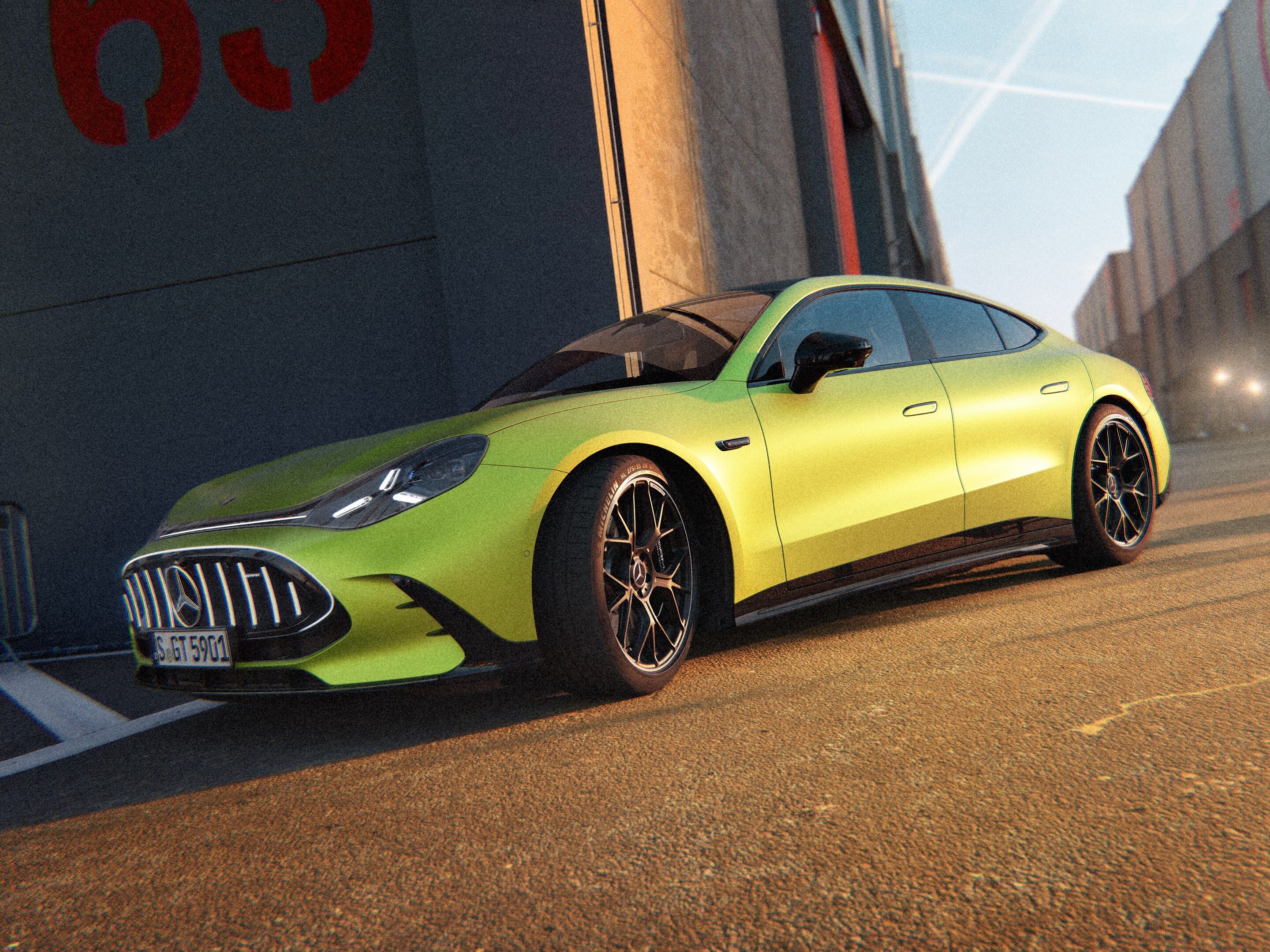 Bočný pohľad na nové 4-dverové kupé Mercedes-AMG GT
