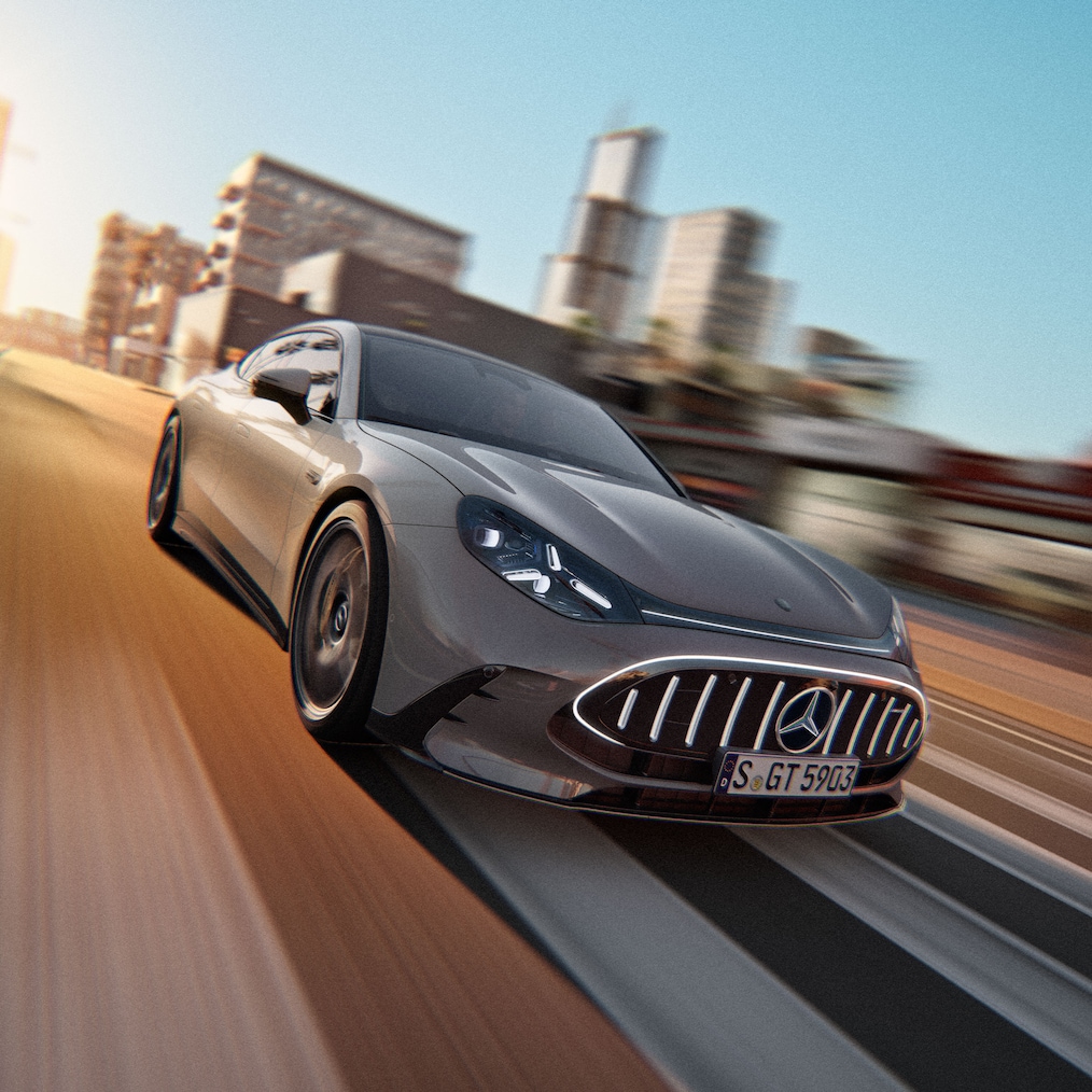 Exteriér 4-dverového kupé GT od značky Mercedes-AMG.
