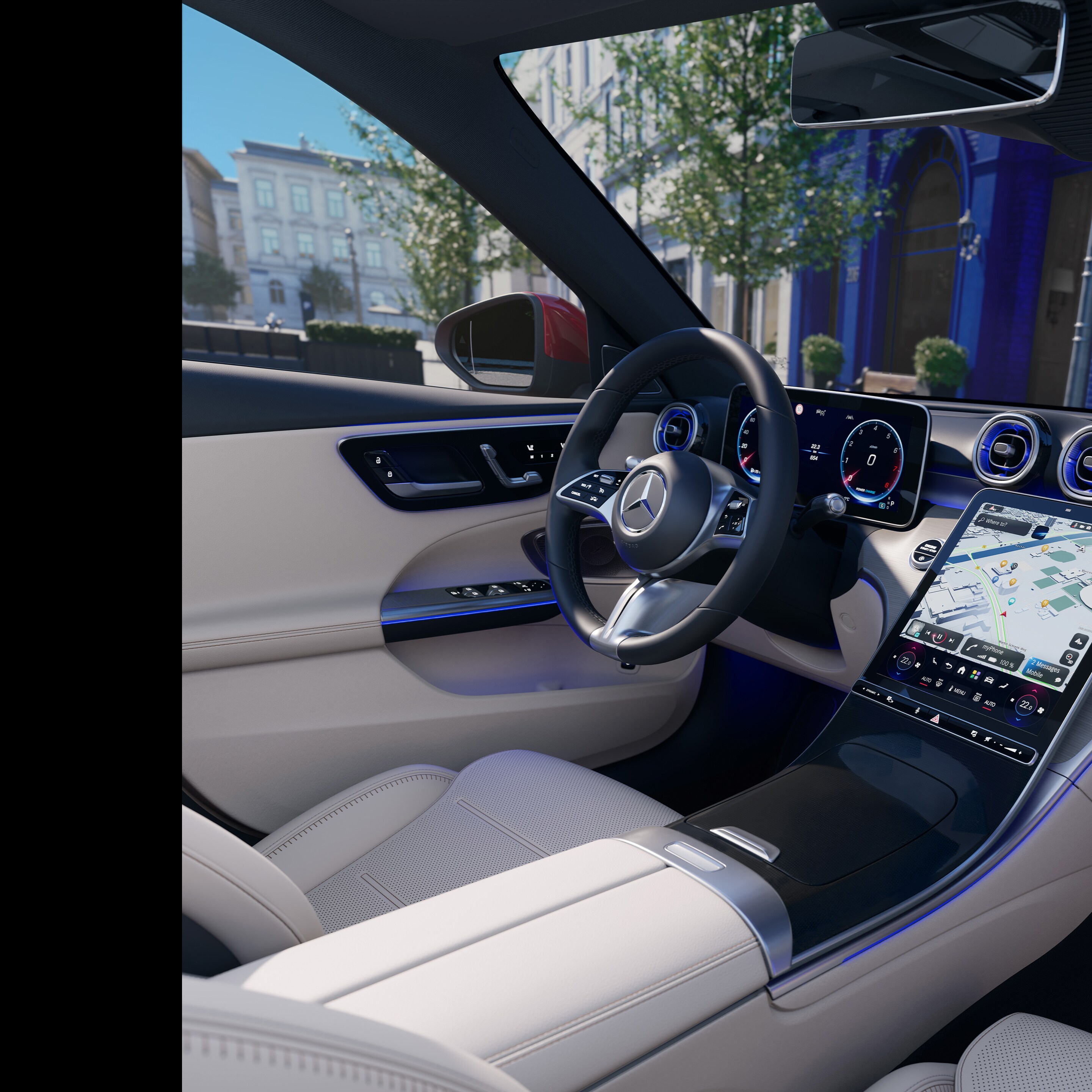 Interiér nového kombi Triedy&nbsp;C od značky Mercedes-Benz.