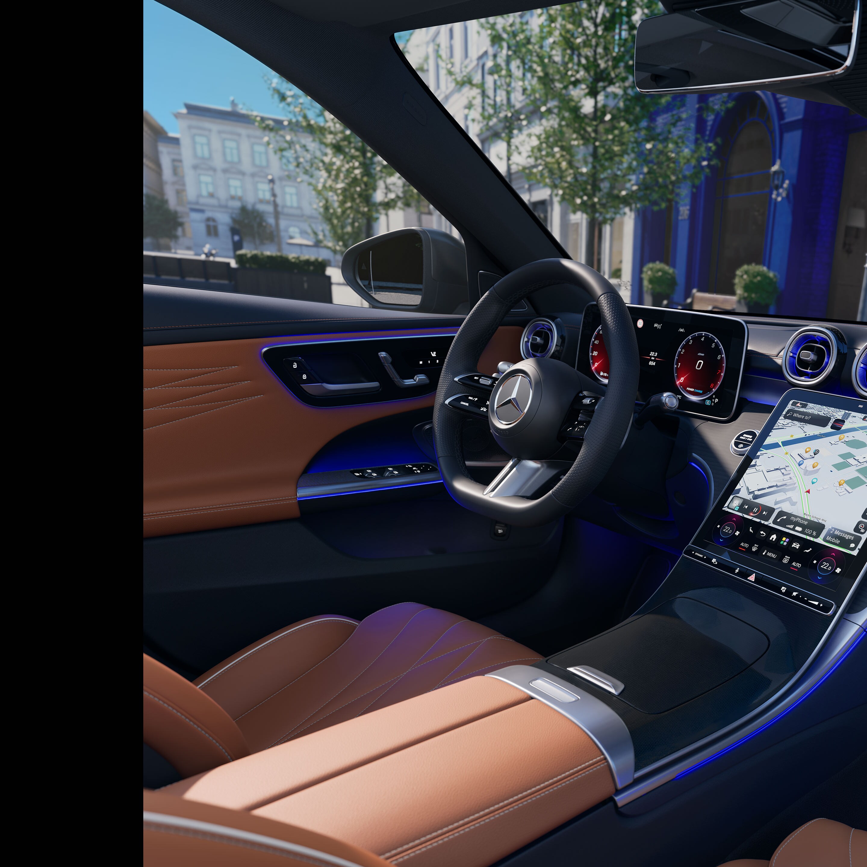 Interiér nového sedanu Triedy&nbsp;C od značky Mercedes-Benz.