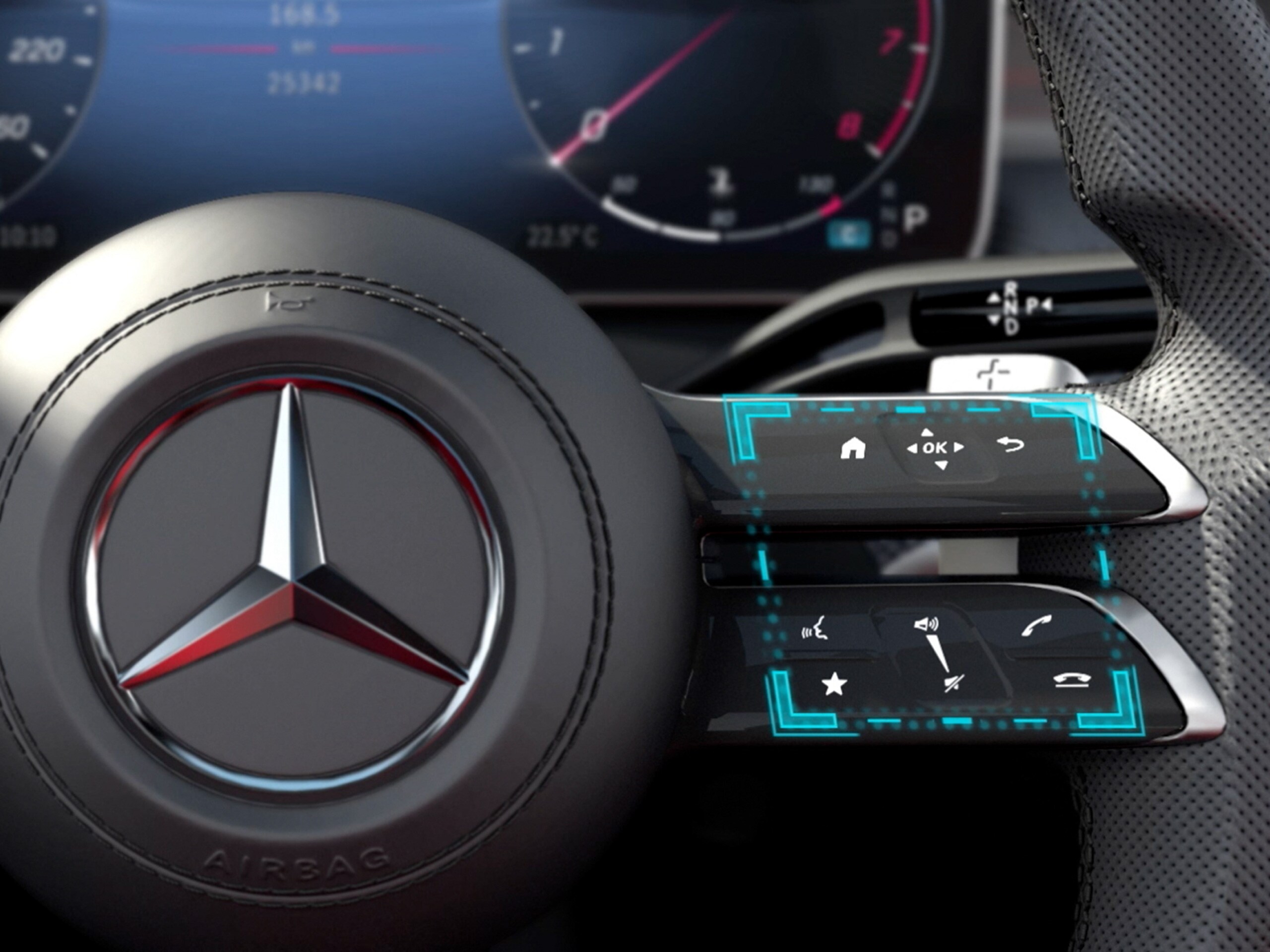 Video zobrazuje funkciu koncepcie dotykového ovládania MBUX sedanu Mercedes-Benz Triedy C.