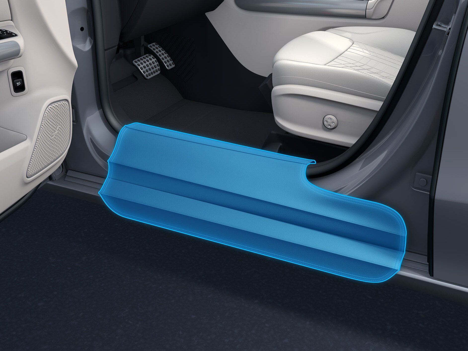 Detailné zobrazenie ochrany nástupu pri otvorených dverách v súvislosti s vozidlom pre invalidov.