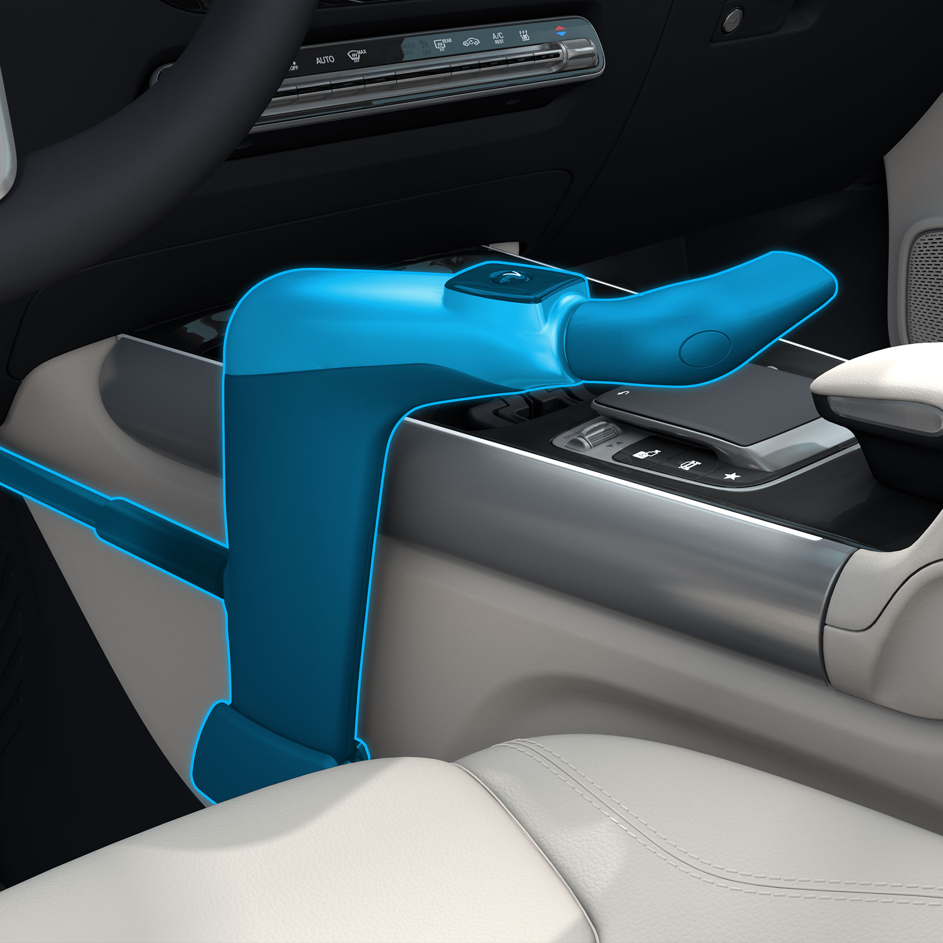 Ovládacia páka Classic | Pomôcky na ovládanie vozidla | Mercedes-Benz Detailný pohľad na ovládaciu páku Classic v súvislosti s vozidlom pre telesne postihnutých.