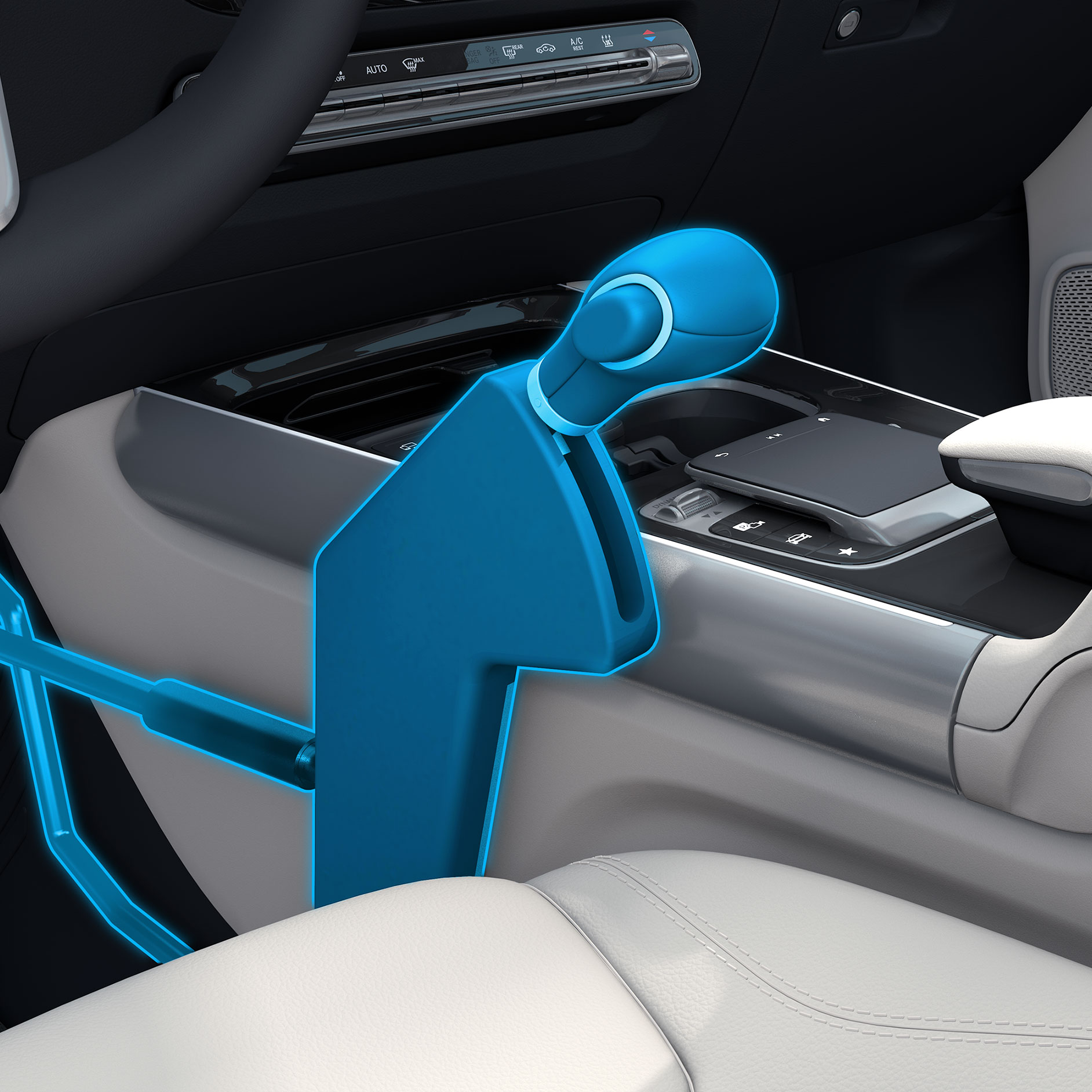 Ovládacia páka Easy Speed | Pomôcky na ovládanie vozidla | Mercedes-Benz Detailný pohľad na ovládaciu páku Easy Speed v súvislosti s vozidlom pre telesne postihnutých.