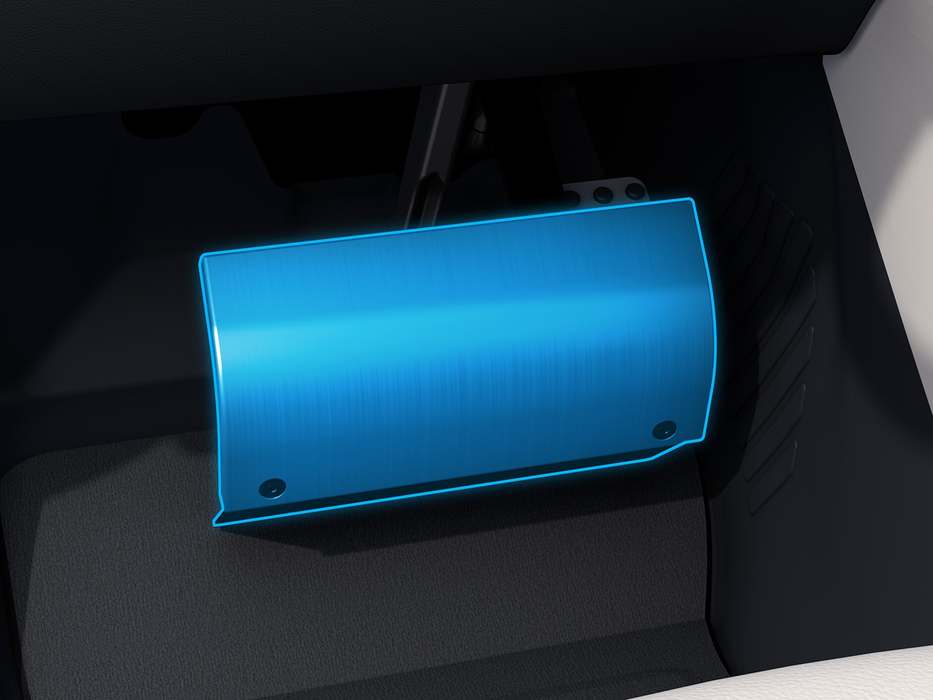 Detailný pohľad na kryt pedála v súvislosti s vozidlom pre telesne postihnutých.