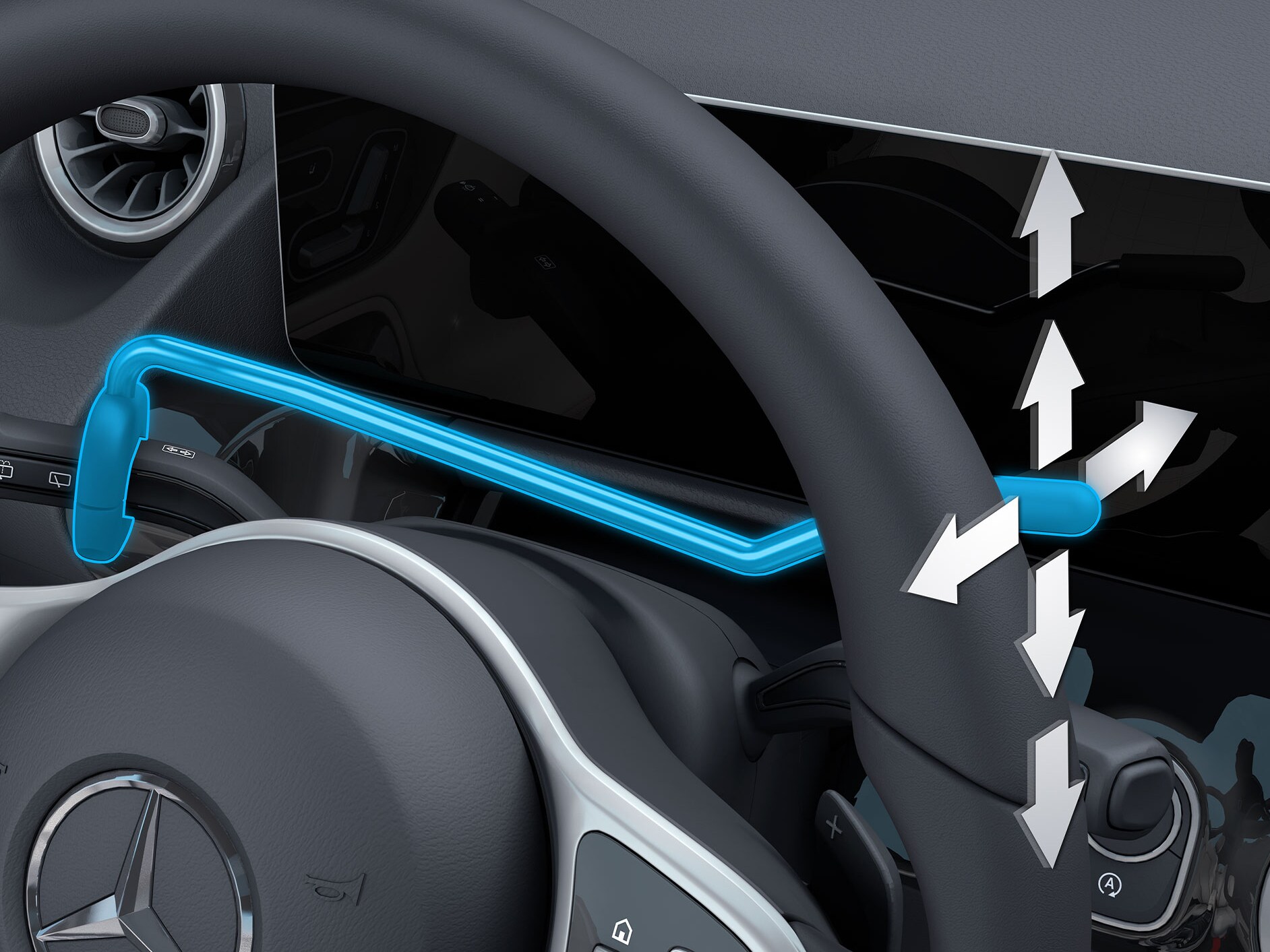 Detailné zobrazenie premiestnenia kombinovaného prepínača smerom doprava v súvislosti s vozidlom pre telesne postihnutých.