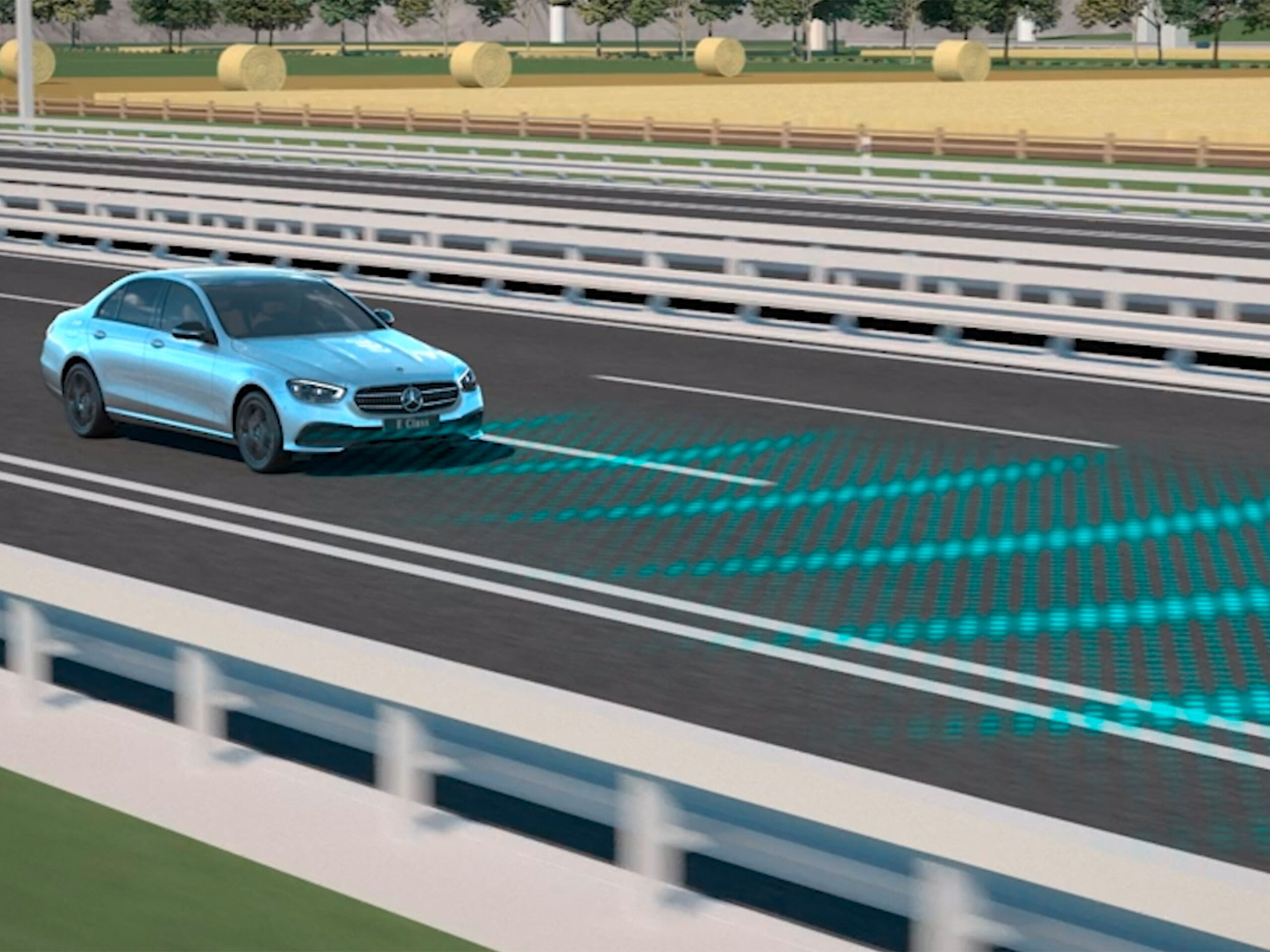 Video zobrazuje funkciu aktívneho asistenta udržiavania odstupu DISTRONIC v kupé Mercedes-Benz CLS.