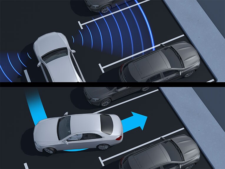 Aktívny parkovací asistent so systémom PARKTRONIC v novej EQA od Mercedes-Benz.