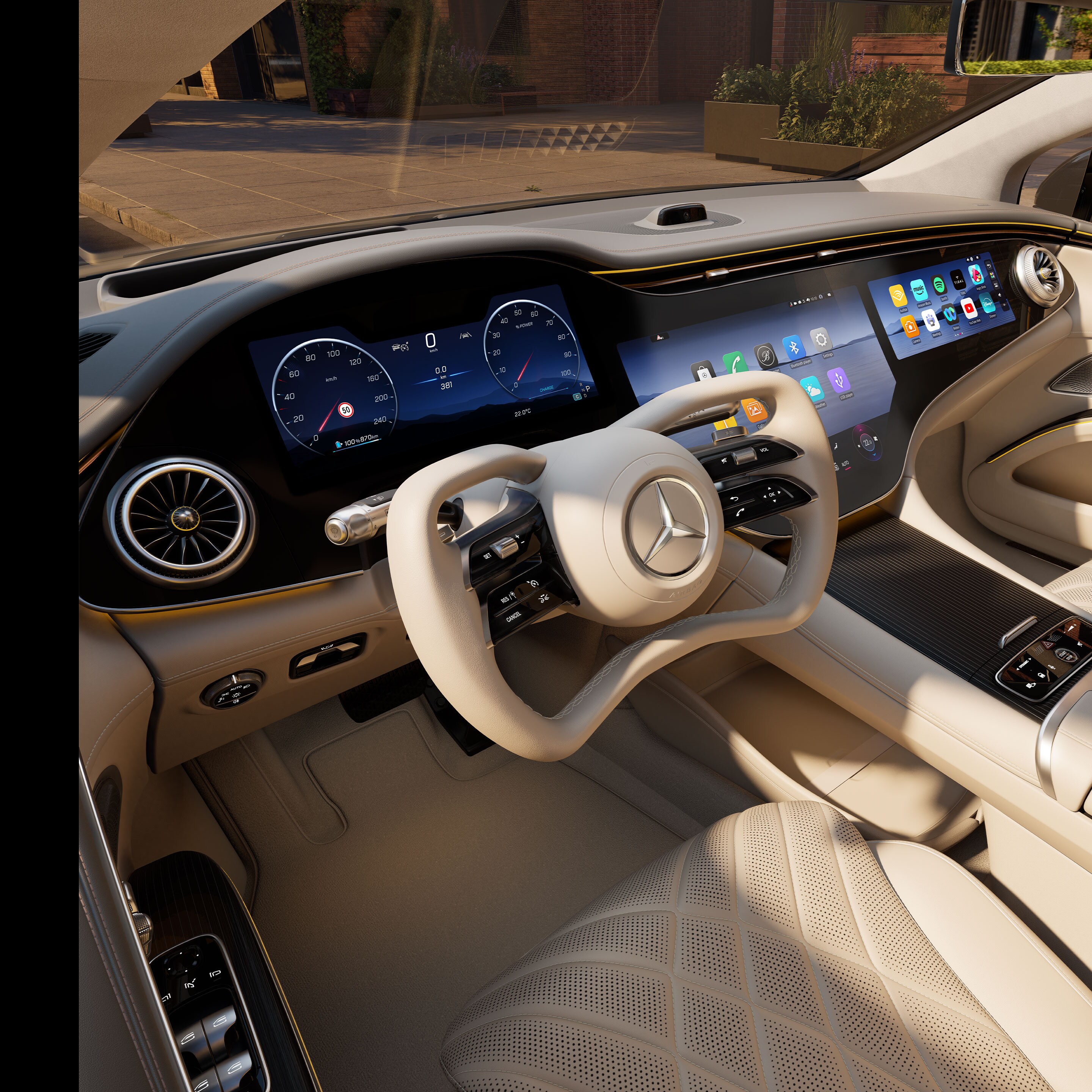 Interiér novej plnoelektrickej EQS od značky Mercedes-Benz.