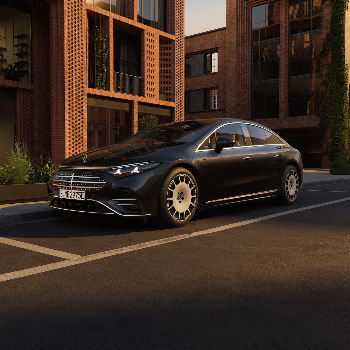 Exteriér novej plne elektrickej EQS od značky Mercedes-Benz.