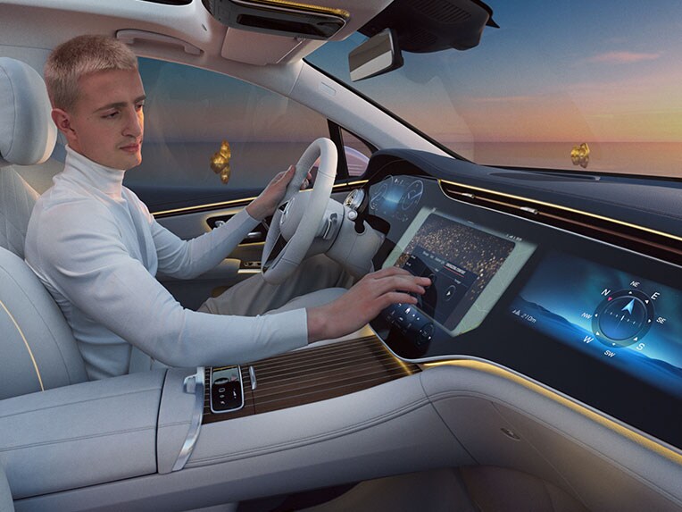 Výrez z interiéru EQS SUV s balíkom ENERGIZING plus.