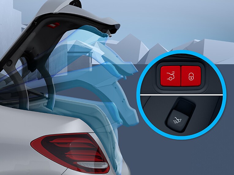 Zadné výklopné dvere EASY-PACK vozidla EQS od značky Mercedes-Benz.