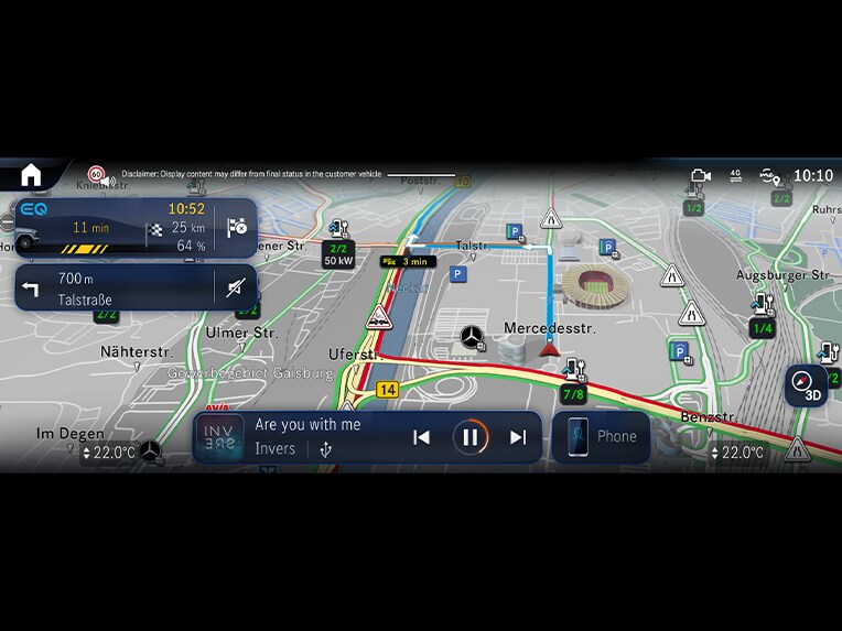 Navigácia s Elektrickou inteligenciou v plnoelektrickej Triede G od značky Mercedes-Benz.