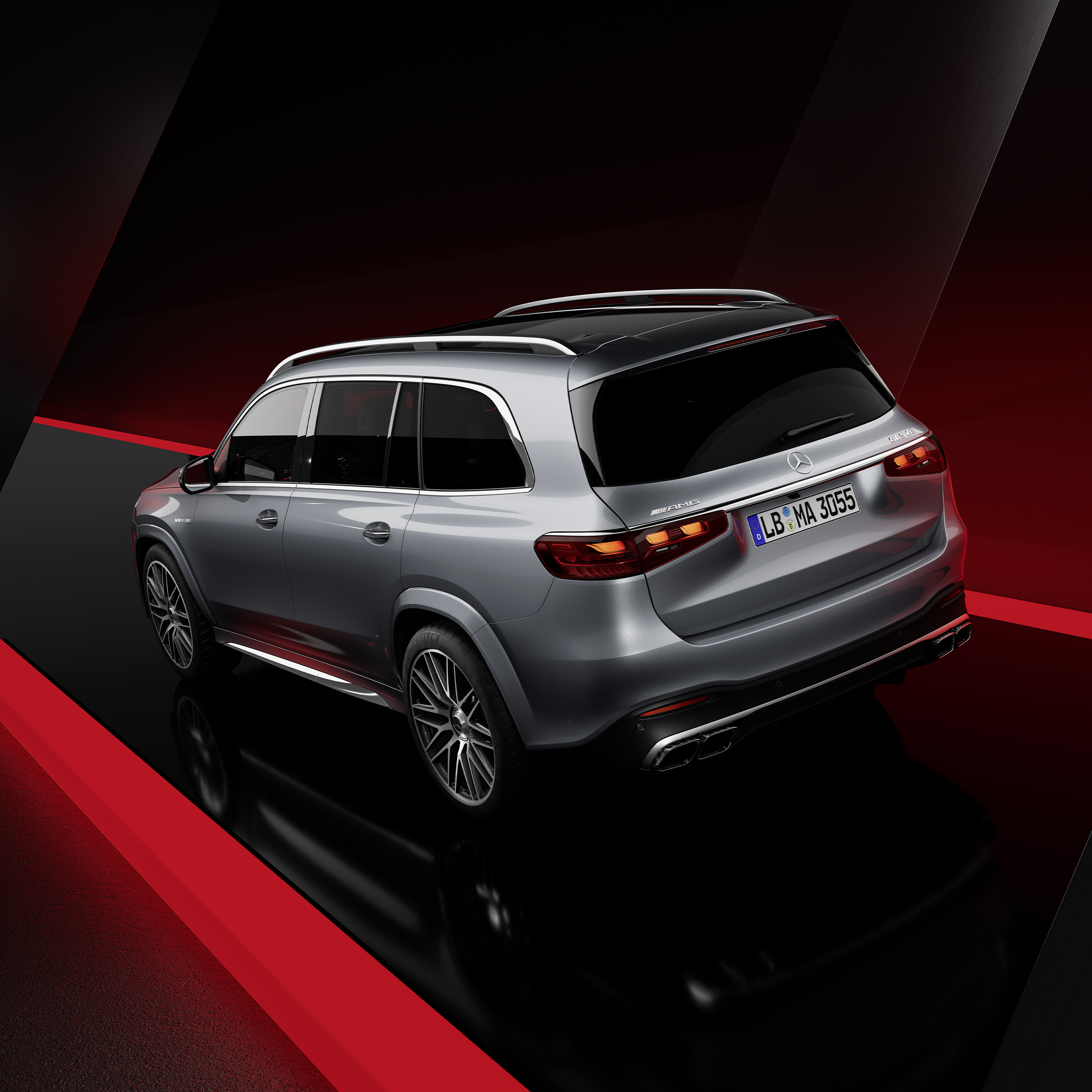 Ďalší dynamický pohľad na vozidlo Mercedes-AMG GLS 63 4MATIC+ (počas jazdy).