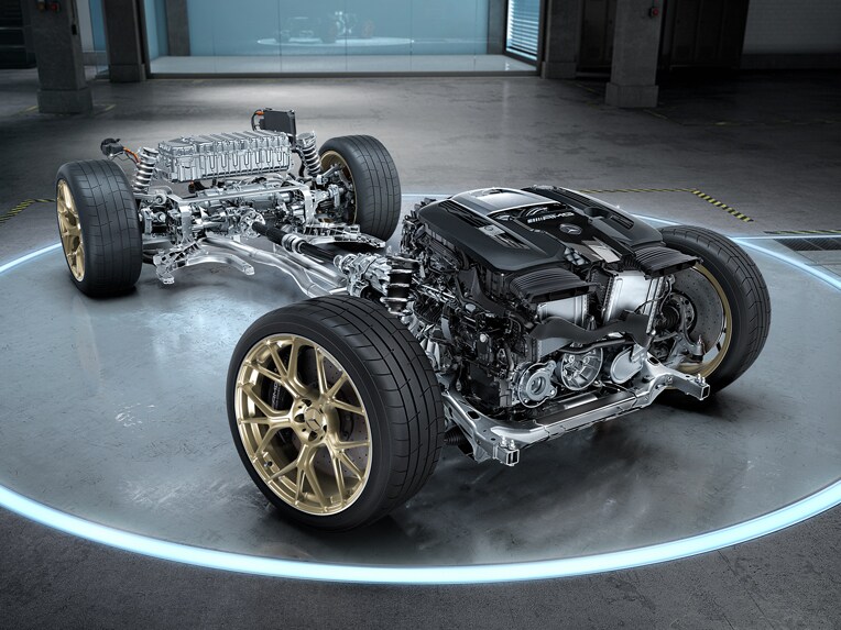 Znázornenie pohonného systému značky Mercedes-AMG.