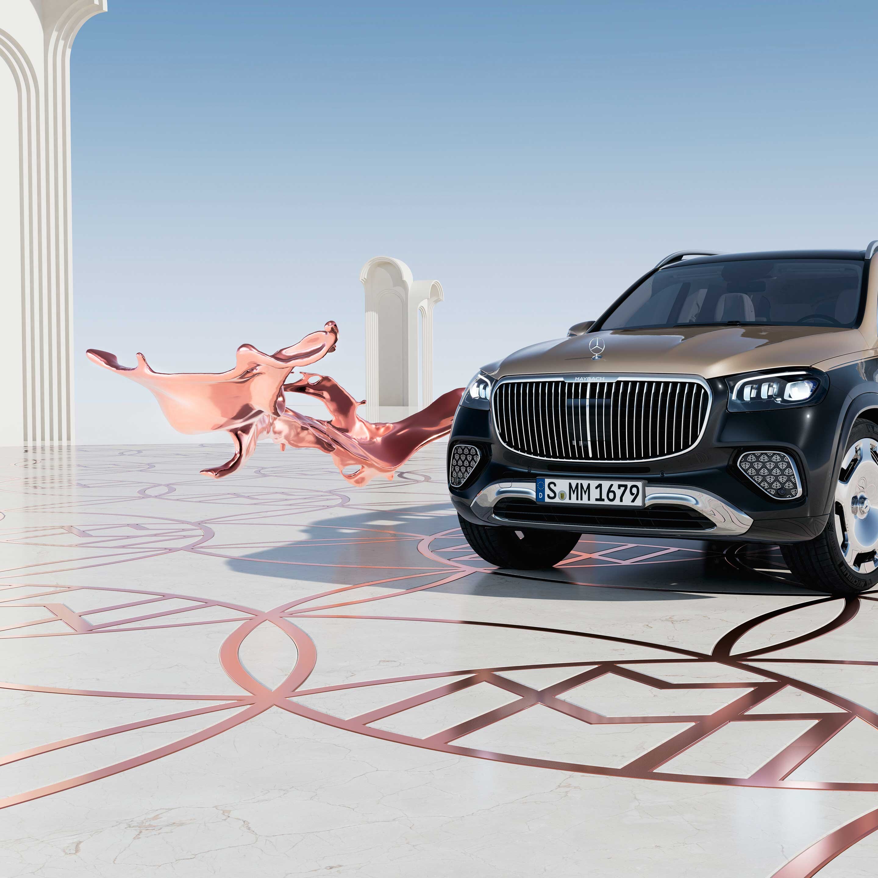 Pohľad spredu na SUV Mercedes-Maybach GLS.