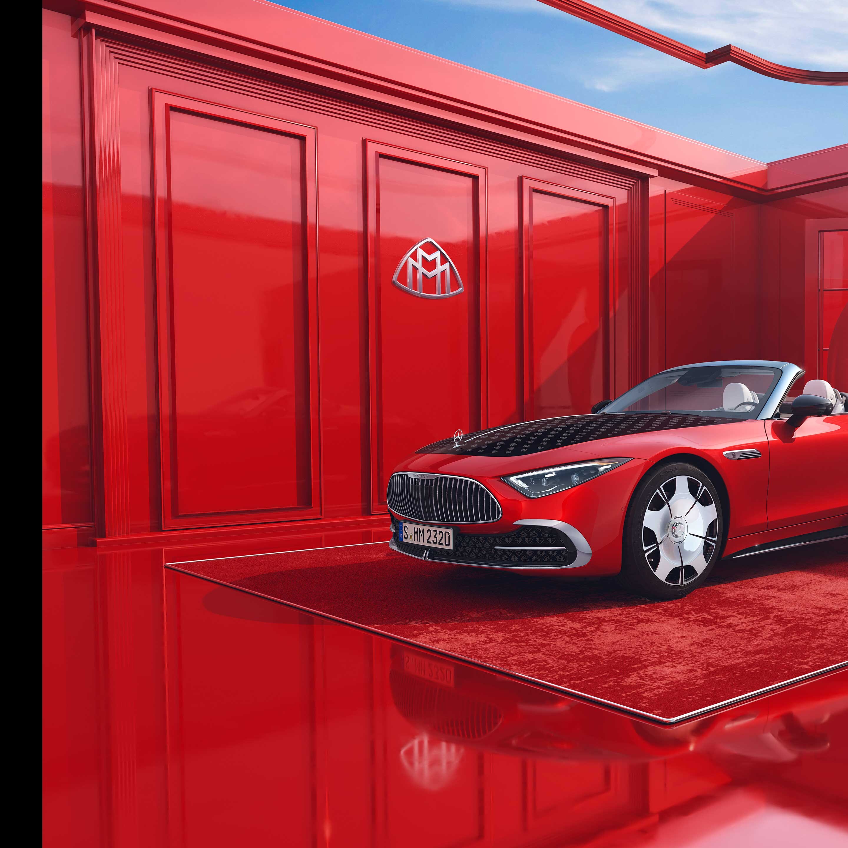 Pohľad zboku na model Mercedes-Maybach SL 680.