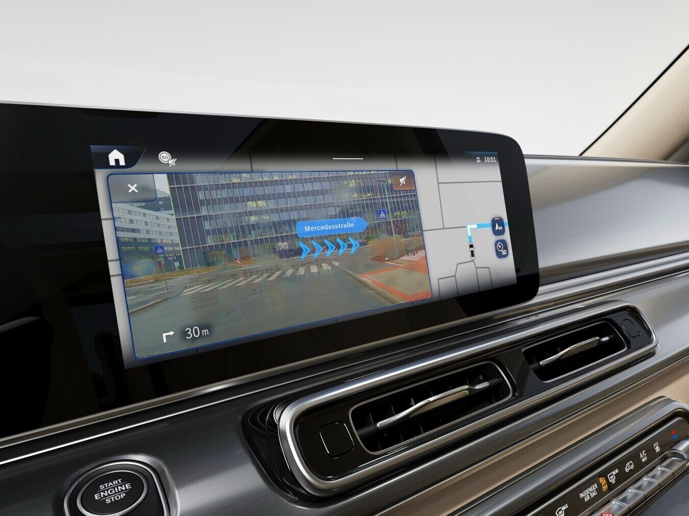 Rozšírená realita MBUX pre navigáciu vozidla Mercedes-Benz Triedy V.