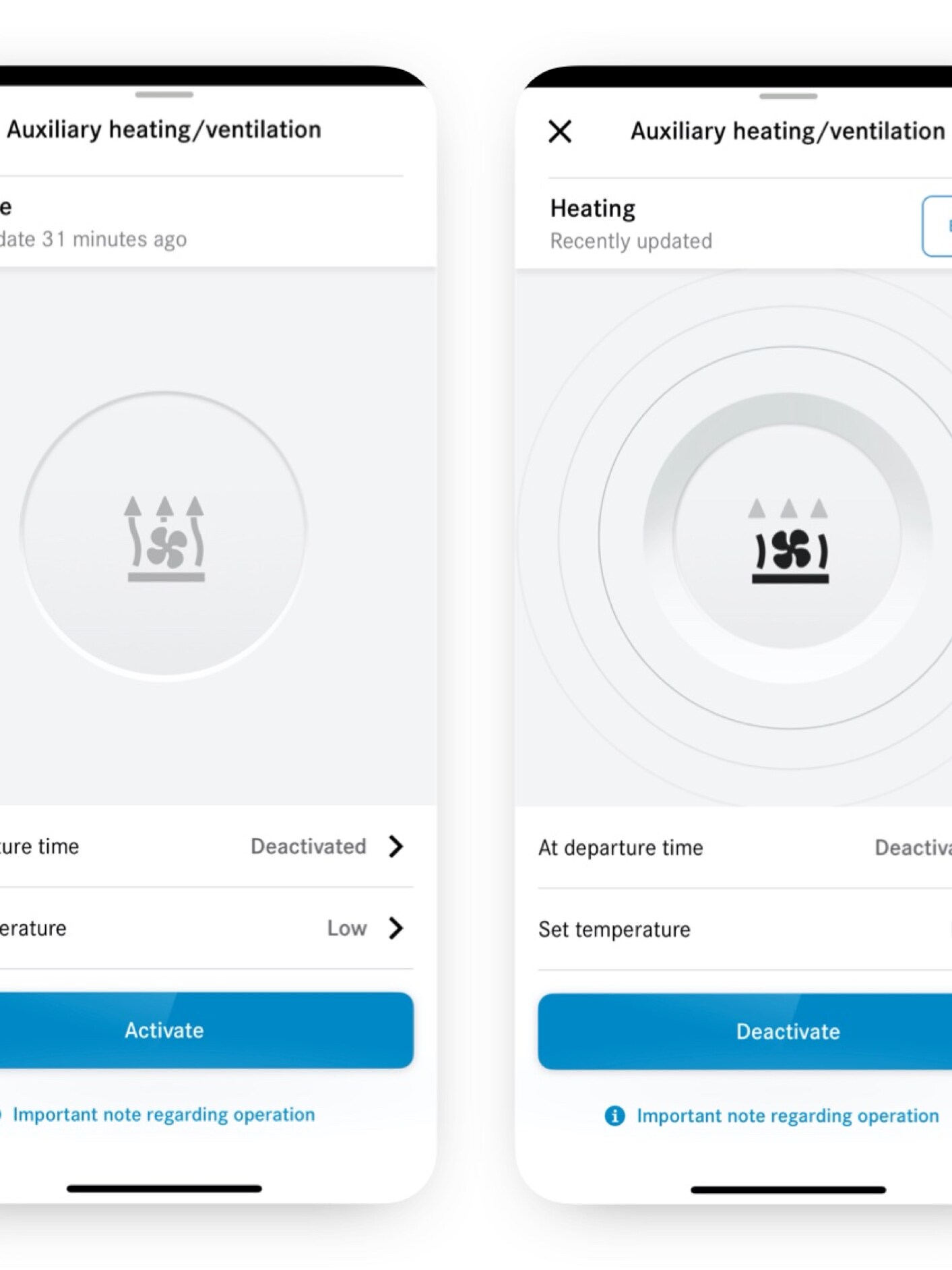 Na chytrom telefóne sa pomocou Digitálneho doplnku Programovanie nezávislého kúrenia/nezávislej ventilácie nastavuje klimatizovanie interiéru.