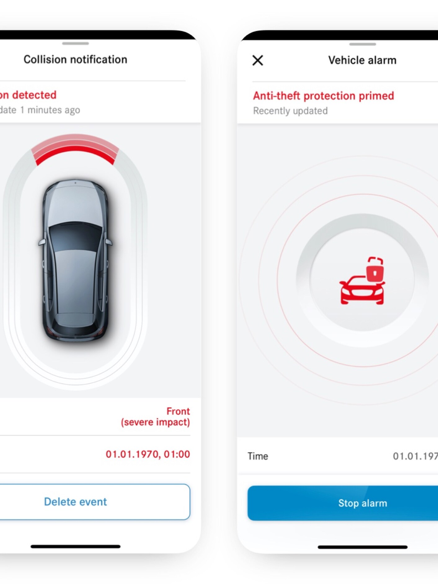 Na chytrom telefóne sa vďaka Digitálnemu doplnku Upovedomenie o&nbsp;krádeži s&nbsp;upovedomením o&nbsp;škode počas parkovania zobrazuje informácia o&nbsp;tom, že došlo ku kolízii.