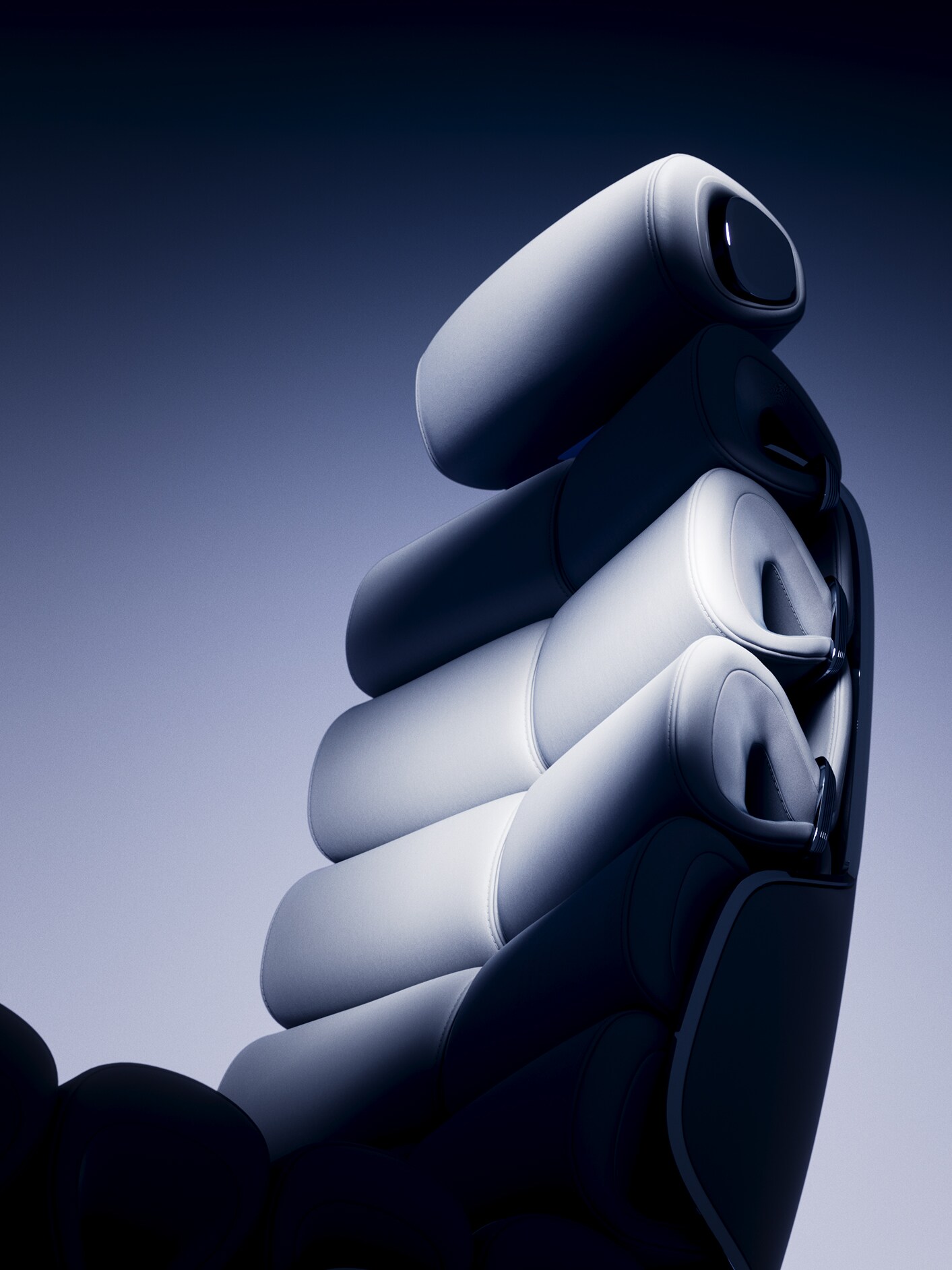 Dve luxusné sedadlá v&nbsp;zadnej časti interiéru vozidla Vision&nbsp;V v&nbsp;sklopenej polohe.