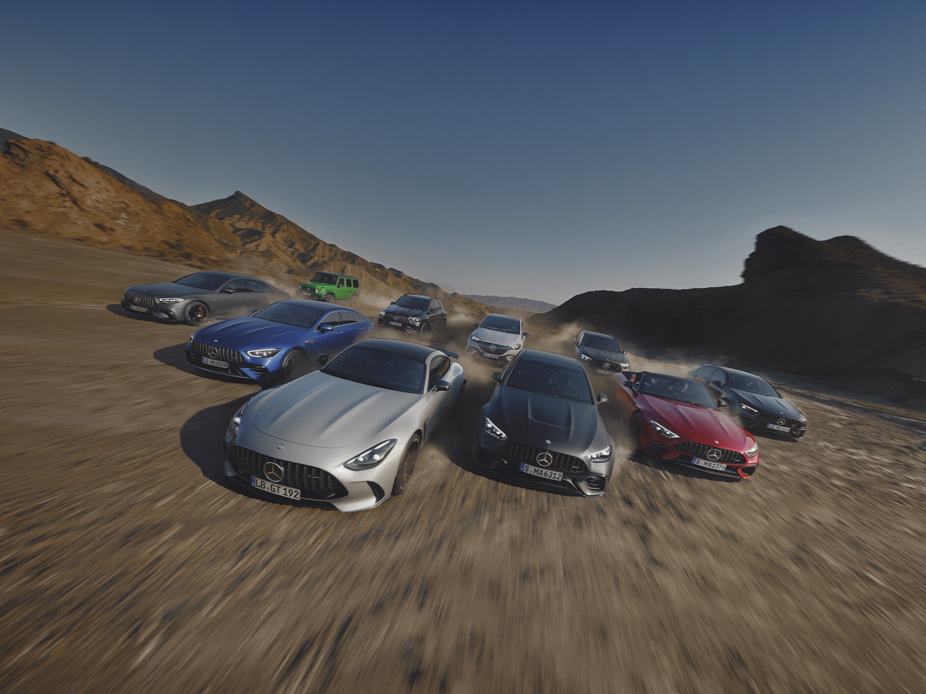 Skupina vozidiel Mercedes-AMG.