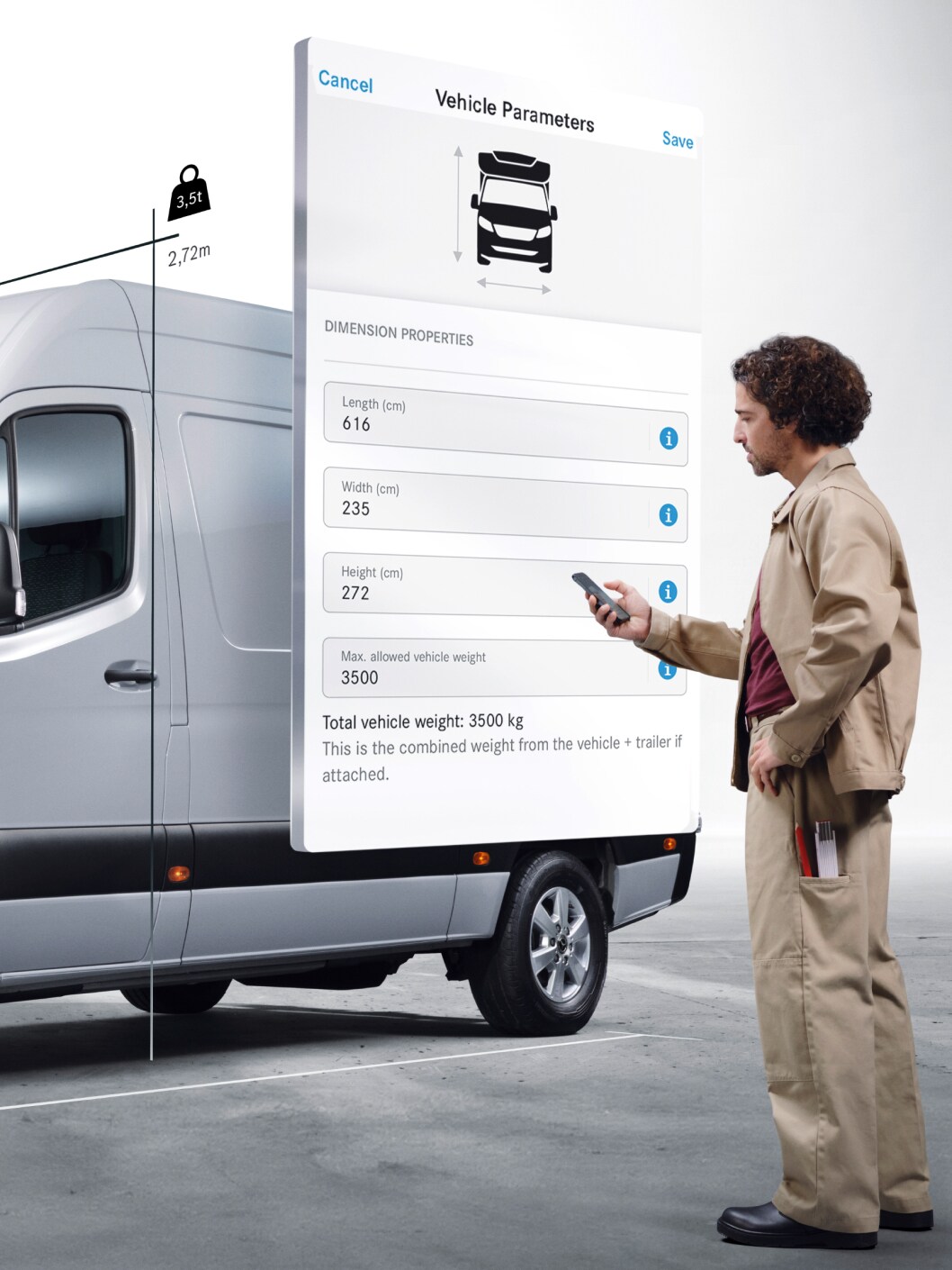 Digitálne doplnky skriňového vozidla Mercedes-Benz eSprinter.