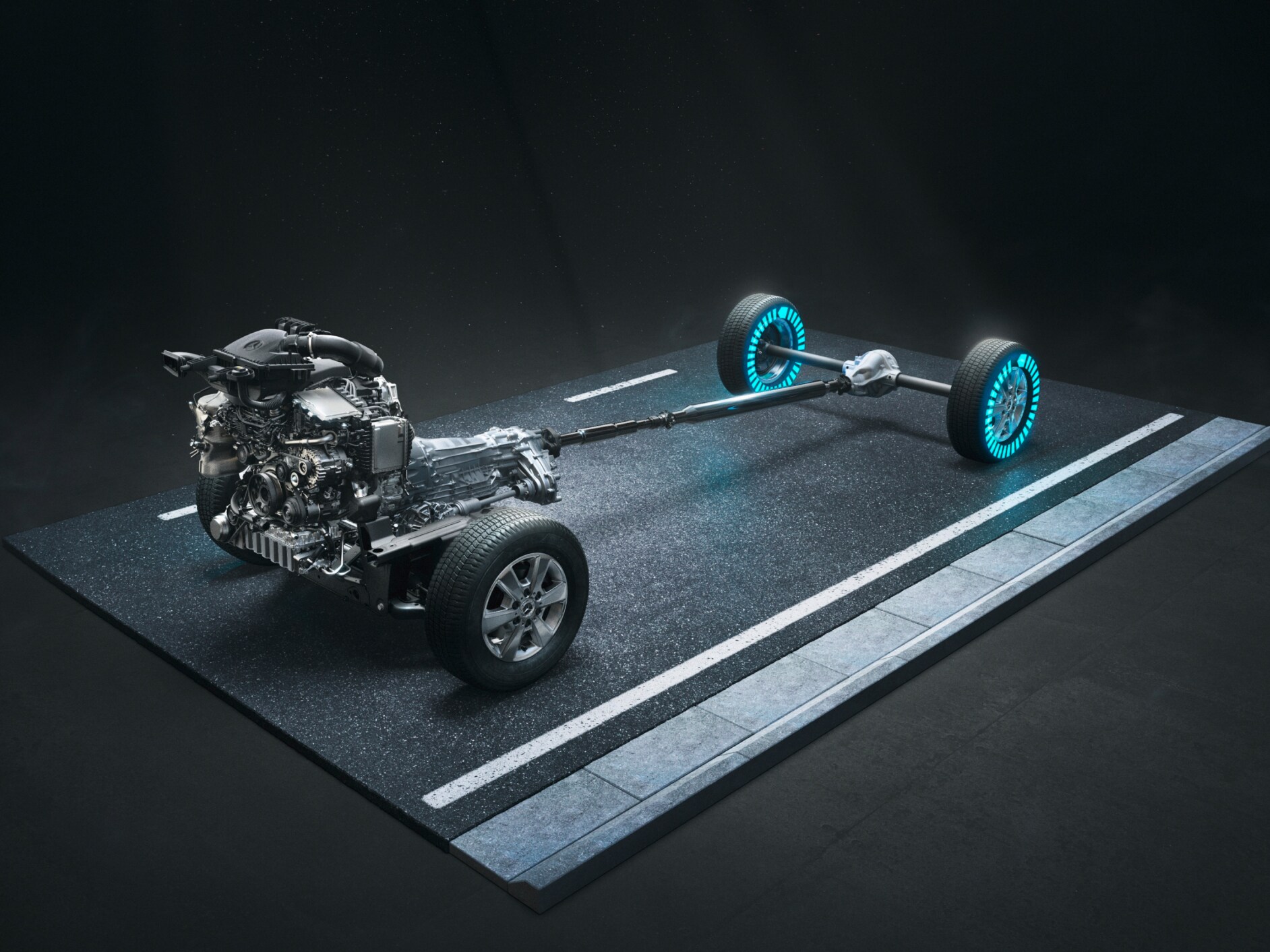 Náhon na všetky kolesá 4x4 so systémom Torque on Demand skriňového vozidla Sprinter.