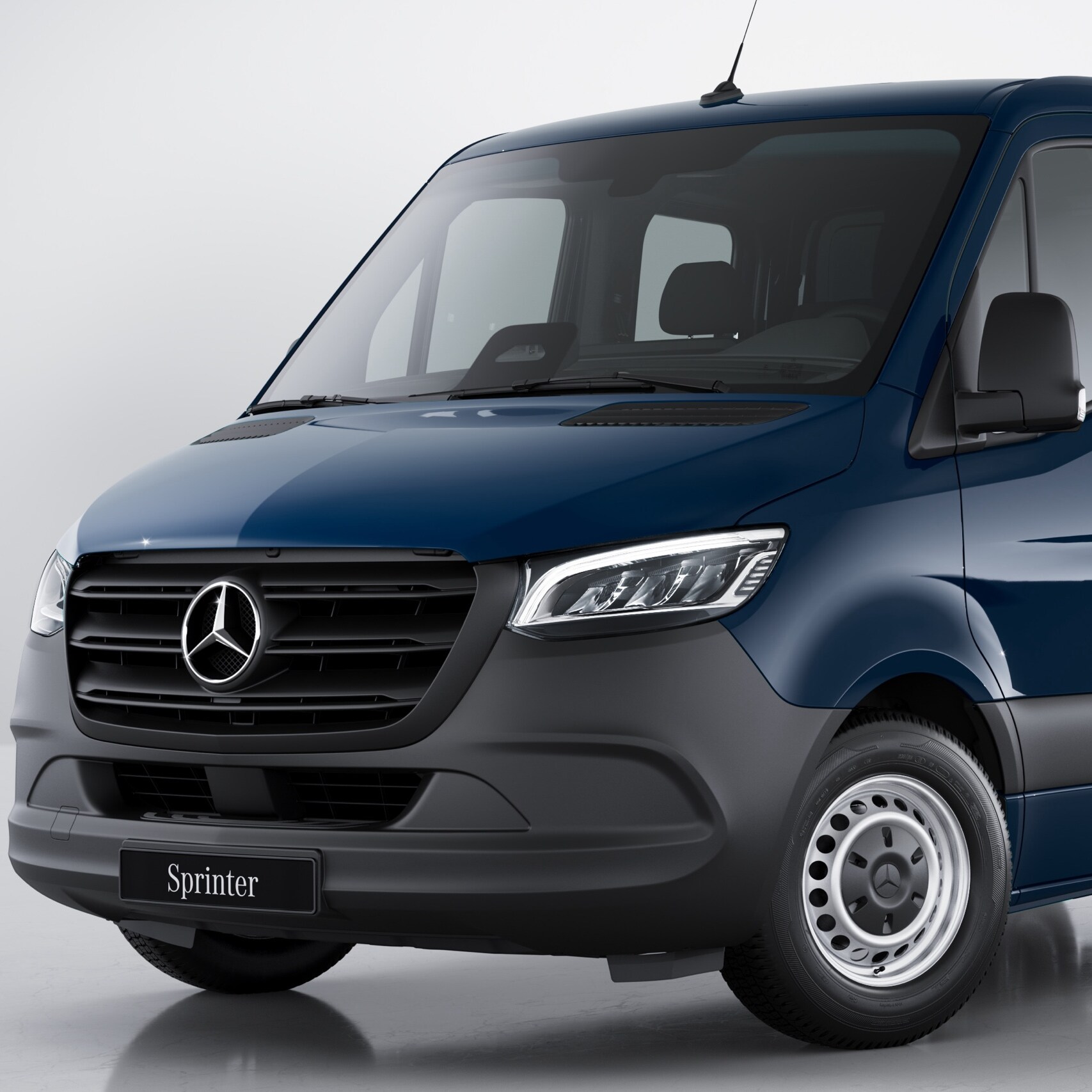 Pohľad spredu na šasi Mercedes-Benz Sprinter.