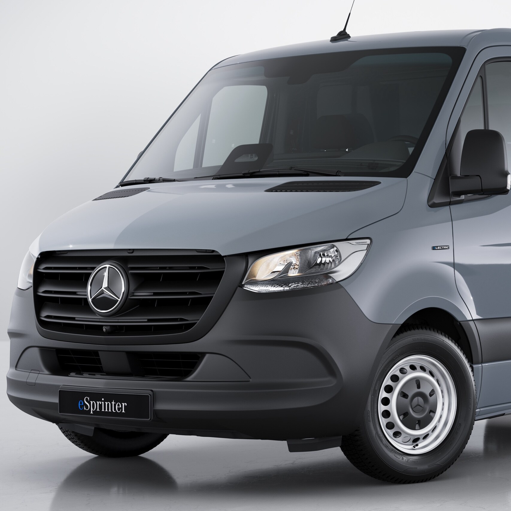 Pohľad spredu na šasi Mercedes-Benz eSprinter.