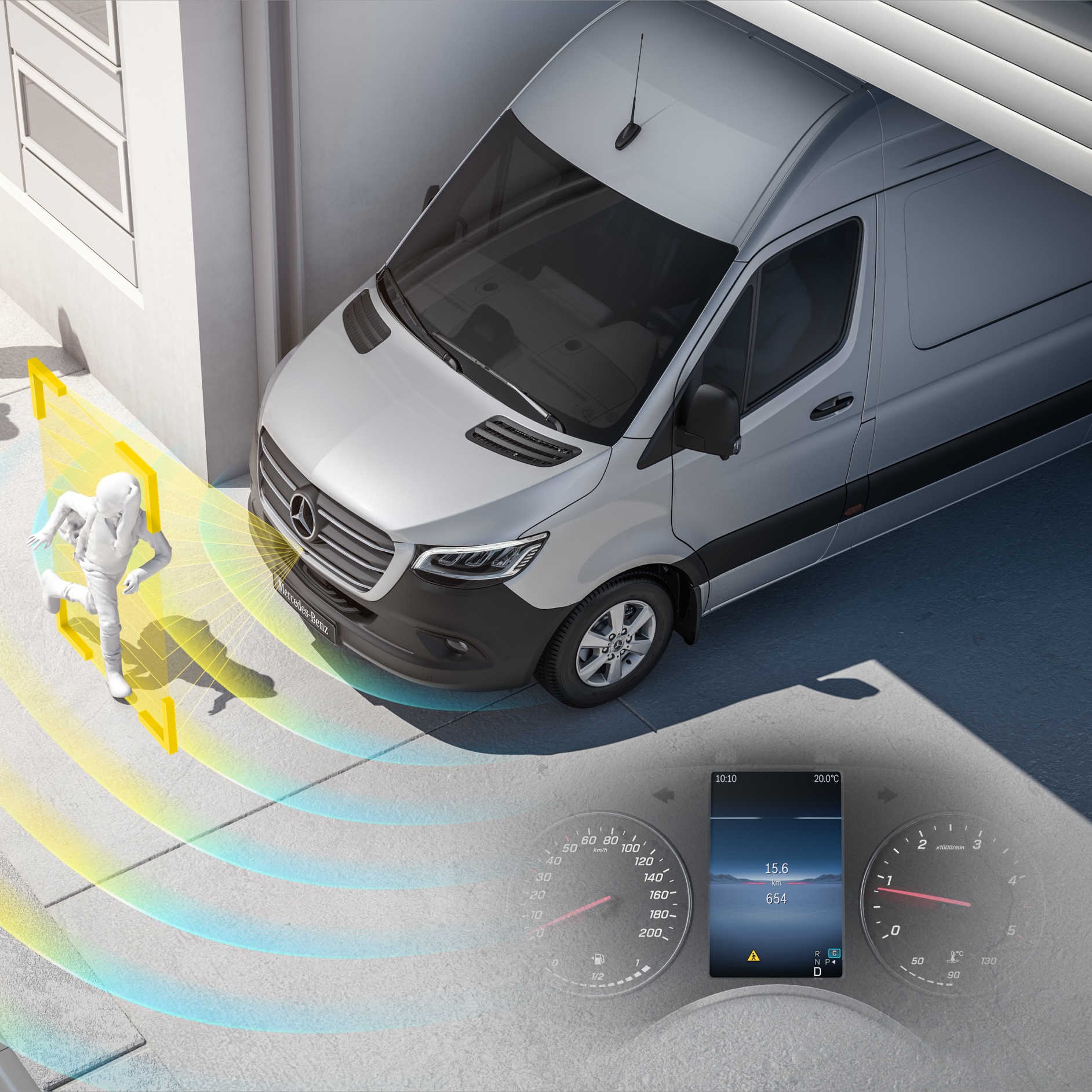 Asistent informovania pri rozjazde (MOIS) | Sprinter Tourer | Mercedes-Benz Asistent informovania pri rozjazde (MOIS) pre vozidlo Mercedes-Benz Sprinter Tourer.