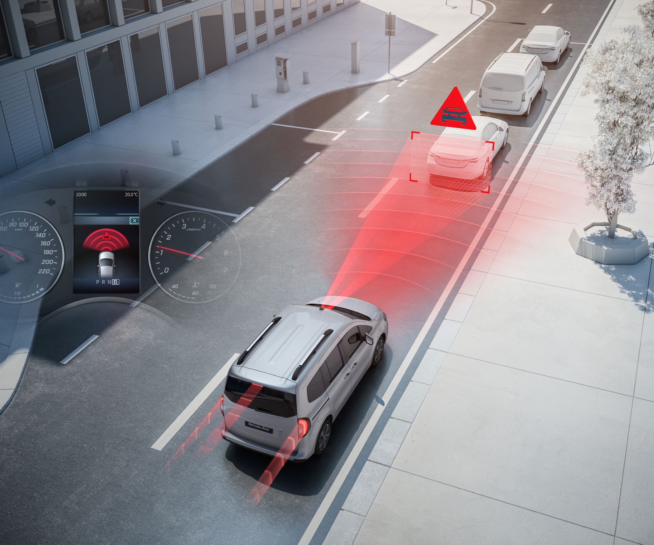 Asistenčné jazdné systémy | Mercedes-Benz Mercedes-Benz Citan s asistenčnými jazdnými systémami.